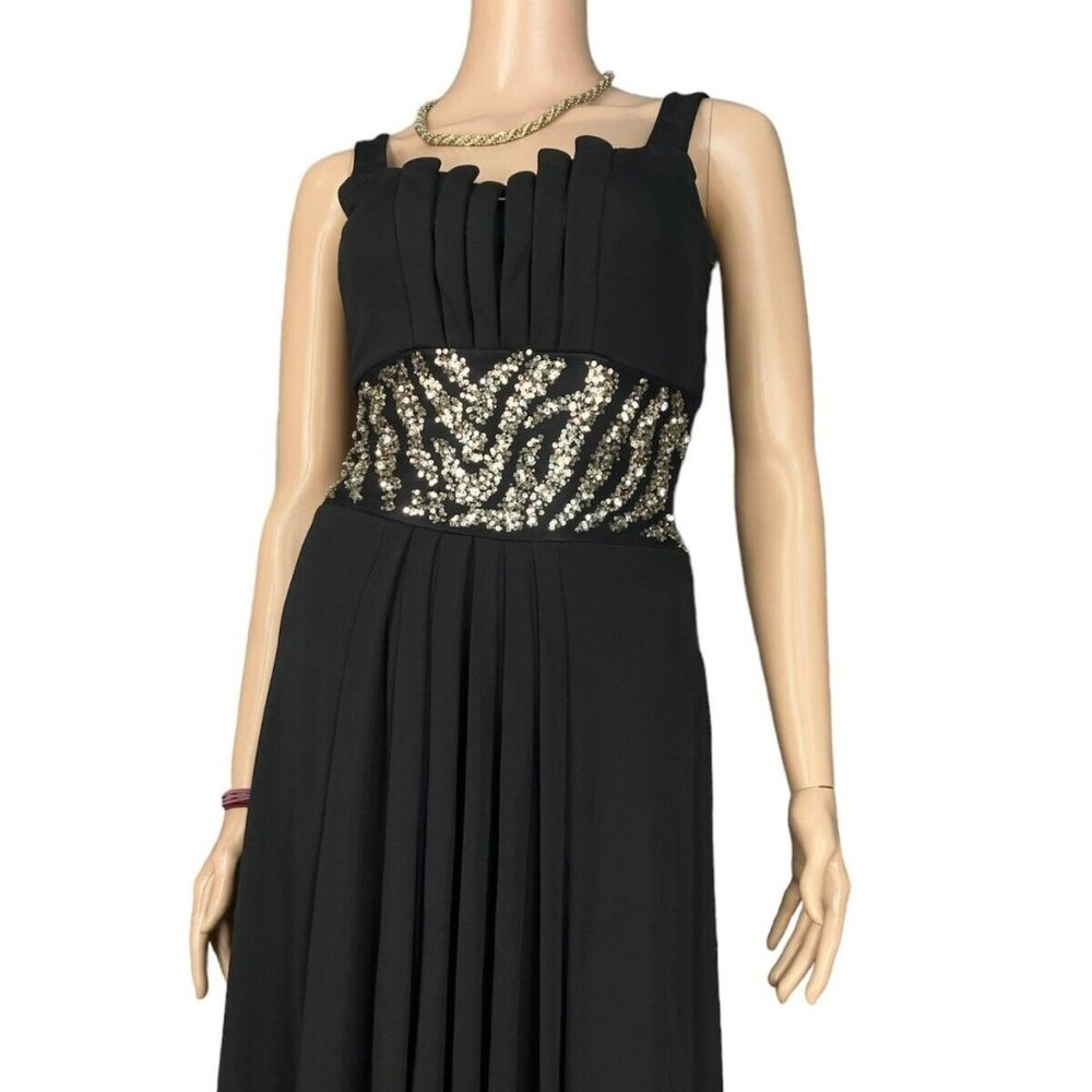 ROBERTO CAVALLI Class Black Stretchy Pleated Sequin Dress Size 40 IT 6 U